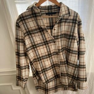 Jenni Kayne Flannel Overshirt in Oatmeal Plaid